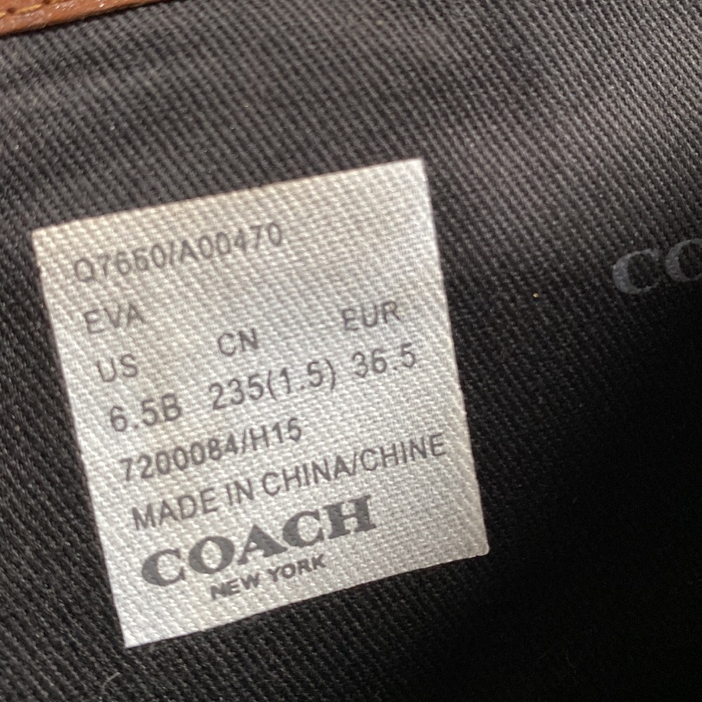 COACH EVA Black Brown Calf Leather Tall Boots 6.5 B Zip Classy 2-tone - Picture 12 of 13